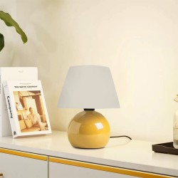 Φωτιστικό επιτραπέζιο Alaska  E27 μεταλλικό - ύφασμα Pvc χρώμα κίτρινο - κρεμ Ø22x30εκ.