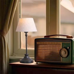 Φωτιστικό επιτραπέζιο Grace  E27 μεταλλικό - ύφασμα Pvc χρώμα μαύρο - κρεμ Ø22x48εκ.