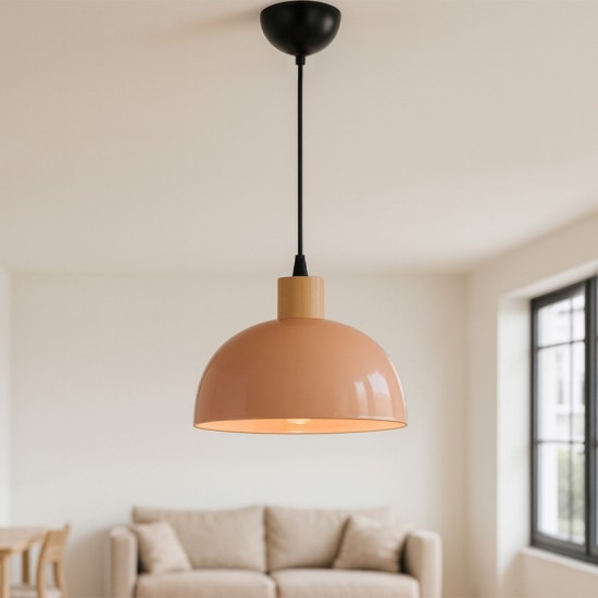 Φωτιστικό οροφής Talis  E27 μεταλλικό μονόφωτο χρώμα salmon Ø25x100εκ.