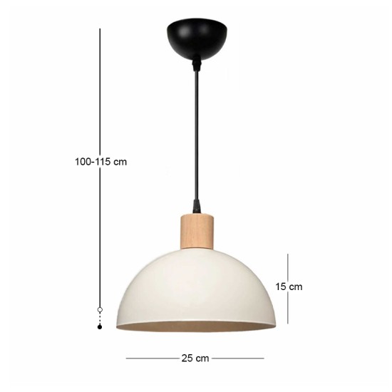 Φωτιστικό οροφής Talis  E27 μεταλλικό μονόφωτο χρώμα κρεμ Ø25x100εκ.