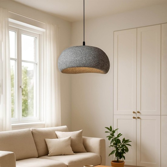 Φωτιστικό οροφής Riven  E27 polyester μονόφωτο χρώμα γκρι Ø35x80εκ.