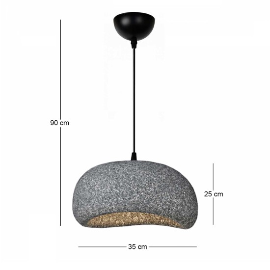 Φωτιστικό οροφής Riven  E27 polyester μονόφωτο χρώμα γκρι Ø35x80εκ.