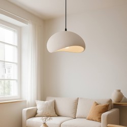 Φωτιστικό οροφής Riven  E27 polyester μονόφωτο χρώμα κρεμ Ø35x80εκ.