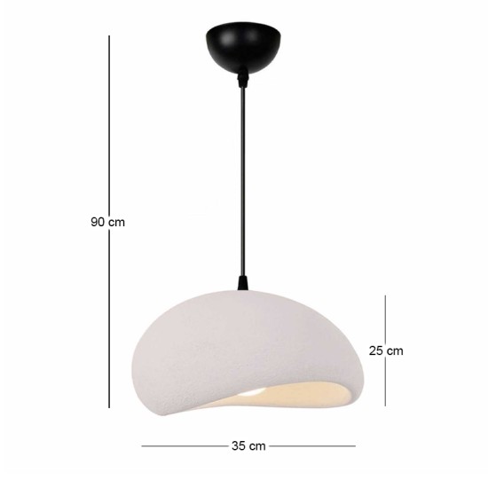 Φωτιστικό οροφής Riven  E27 polyester μονόφωτο χρώμα κρεμ Ø35x80εκ.