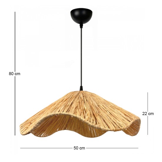 Φωτιστικό οροφής Miro  E27 wicker μονόφωτο χρώμα φυσικό Ø50x100εκ.