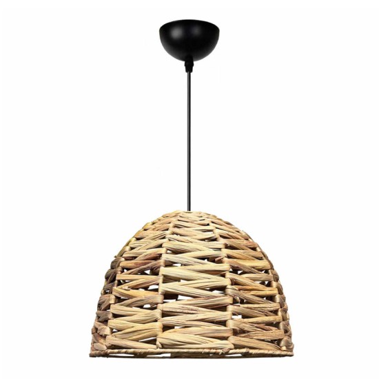 Φωτιστικό οροφής Kimi  E27 wicker μονόφωτο χρώμα φυσικό Ø30x80εκ.