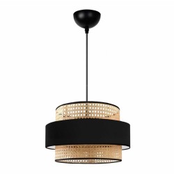 Φωτιστικό οροφής Orvia  E27 ρατάν μονόφωτο χρώμα φυσικό - μαύρο Ø30x70εκ.