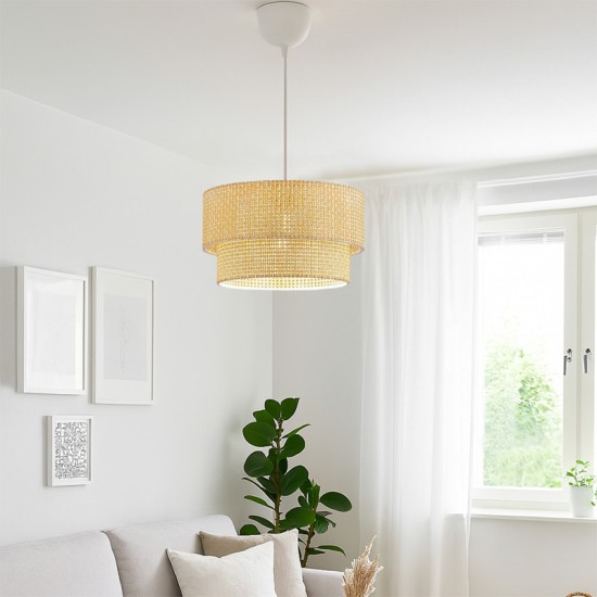 Φωτιστικό οροφής Sora  E27 ύφασμα PVC μονόφωτο χρώμα μπεζ Ø30x70εκ.