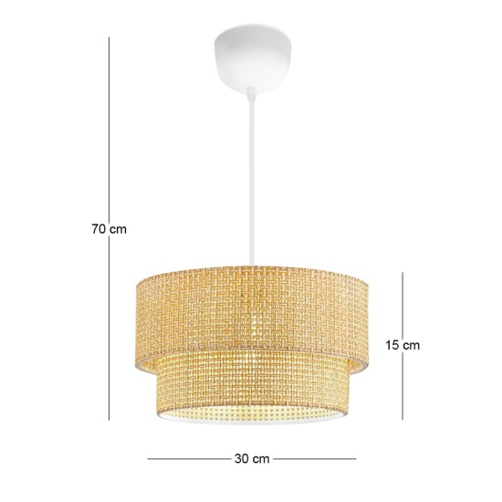 Φωτιστικό οροφής Sora  E27 ύφασμα PVC μονόφωτο χρώμα μπεζ Ø30x70εκ.