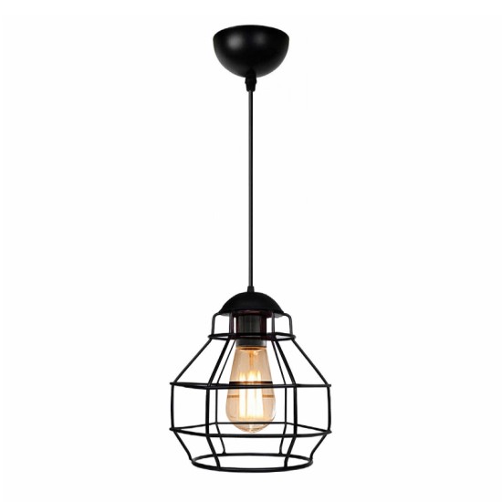 Φωτιστικό οροφής Rilo  E27 μεταλλικό μονόφωτο χρώμα μαύρο Ø16x100εκ.