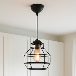 Φωτιστικό οροφής Rilo  E27 μεταλλικό μονόφωτο χρώμα μαύρο Ø16x100εκ.