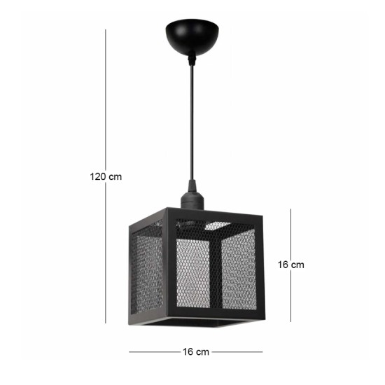 Φωτιστικό οροφής Kivo  E27 μεταλλικό μονόφωτο χρώμα μαύρο 16x16x120εκ.