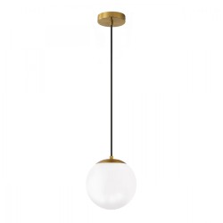 Φωτιστικό οροφής Lumi  E27 γυάλινο μονόφωτο χρώμα χρυσό - λευκό Ø15x120εκ.