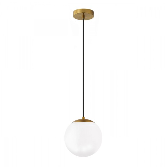 Φωτιστικό οροφής Lumi  E27 γυάλινο μονόφωτο χρώμα χρυσό - λευκό Ø15x120εκ.