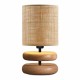 Φωτιστικό επιτραπέζιο Lucia  E14 ξυλινο - pe rattan χρώμα φυσικό Ø15x35εκ.
