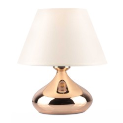 Φωτιστικό επιτραπέζιο Luvia  E27 μεταλλικό - ύφασμα Pvc χρώμα χρυσό - κρεμ Ø22x25εκ.