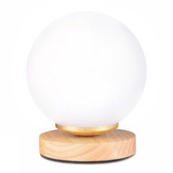 Φωτιστικό επιτραπέζιο Luma  E27 ξύλινο -  γυάλινο χρώμα φυσικό - λευκό Ø12x18εκ.