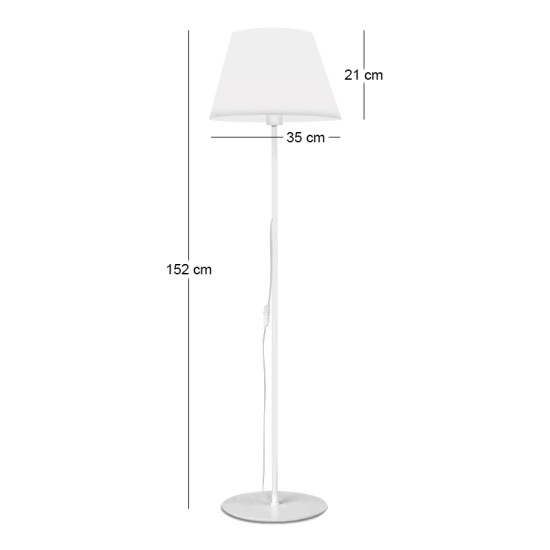 Φωτιστικό δαπέδου Vilo  E27 μεταλλικό - ύφασμα Pvc χρώμα λευκό Ø35x152εκ.