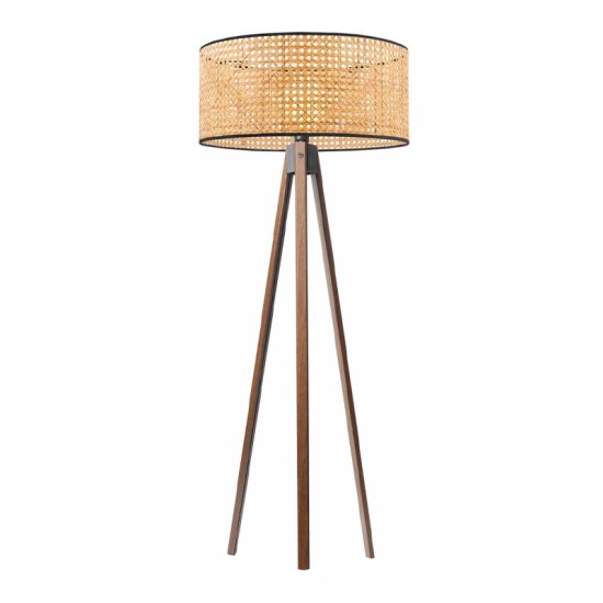 Φωτιστικό δαπέδου Rivo  E27 ξύλινο - ρατάν χρώμα φυσικό Ø38x140εκ.