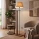 Φωτιστικό δαπέδου Moris  MDF - ύφασμα PVC χρώμα καρυδί - μπεζ Φ38x150εκ.