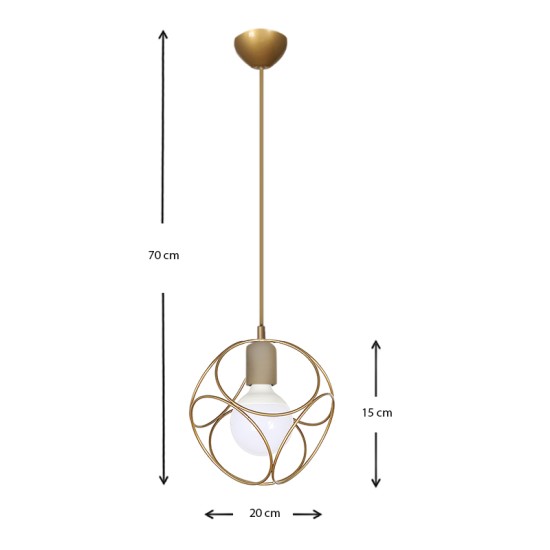 Φωτιστικό οροφής Lusita  E27 μεταλλικό μονόφωτο χρώμα χρυσό 20x20x70εκ.