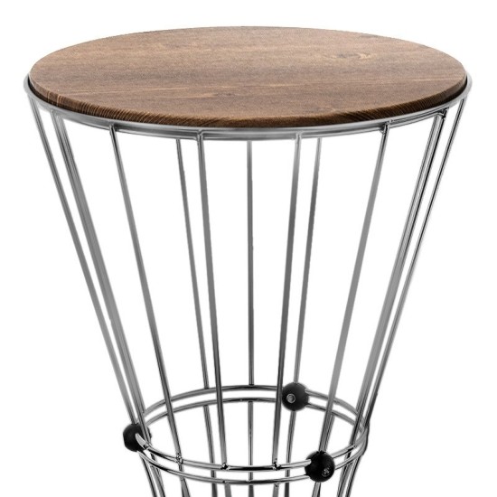 Τραπεζάκι βοηθητικό Girene  μεταλλικό - Mdf χρώμα ασημί - καρυδί 32x32x58εκ.