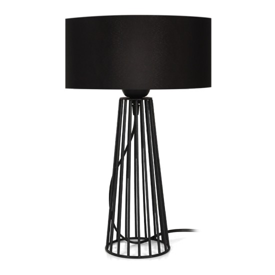 Φωτιστικό επιτραπέζιο Filip Megapap E27 μεταλλικό - υφασμάτινο χρώμα μαύρο 25x25x45εκ. - 0216725