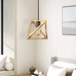 Φωτιστικό οροφής Piramit  E27 ξύλινο μονόφωτο χρώμα φυσικό 29x25x70εκ.