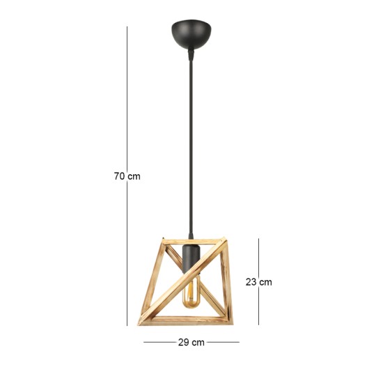 Φωτιστικό οροφής Piramit  E27 ξύλινο μονόφωτο χρώμα φυσικό 29x25x70εκ.