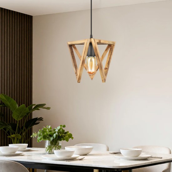 Φωτιστικό οροφής Nexo  E27 ξύλινο μονόφωτο χρώμα φυσικό 24x21x70εκ.