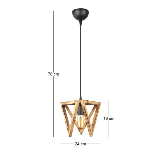 Φωτιστικό οροφής Nexo  E27 ξύλινο μονόφωτο χρώμα φυσικό 24x21x70εκ.