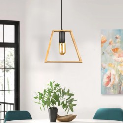 Φωτιστικό οροφής Tekli  E27 ξύλινο μονόφωτο χρώμα φυσικό 23x3x70εκ.