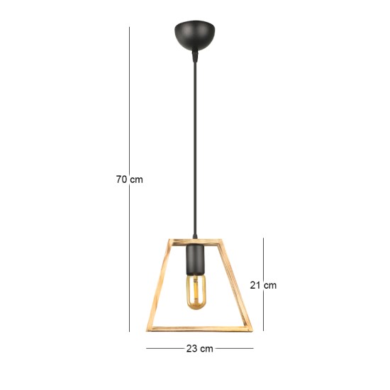 Φωτιστικό οροφής Tekli  E27 ξύλινο μονόφωτο χρώμα φυσικό 23x3x70εκ.