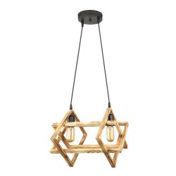 Φωτιστικό οροφής Pedora  E27 ξύλινο δίφωτο χρώμα φυσικό 40x22x80εκ.