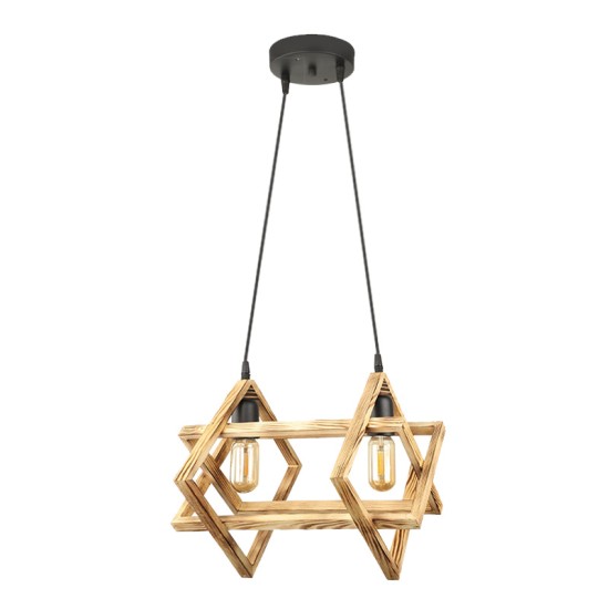 Φωτιστικό οροφής Pedora  E27 ξύλινο δίφωτο χρώμα φυσικό 40x22x80εκ.