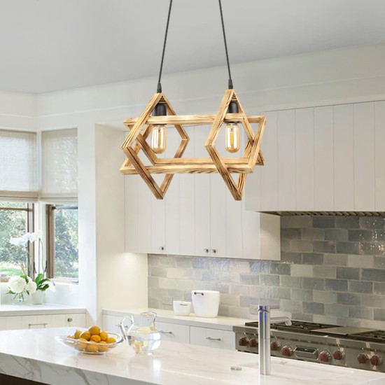 Φωτιστικό οροφής Pedora  E27 ξύλινο δίφωτο χρώμα φυσικό 40x22x80εκ.