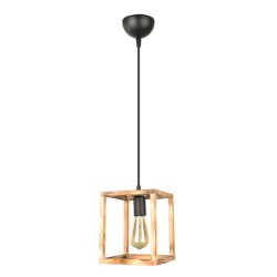 Φωτιστικό οροφής Kubo  E27 ξύλινο μονόφωτο χρώμα φυσικό 18x18x65εκ.