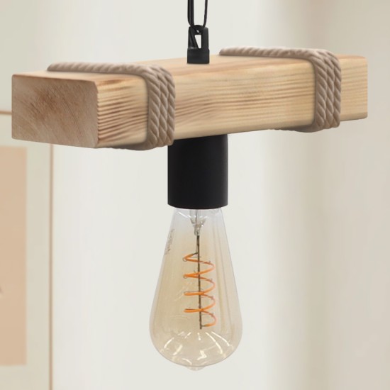 Φωτιστικό οροφής Vero  E27 ξύλινο μονόφωτο χρώμα φυσικό 25x8x65εκ.