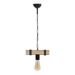 Φωτιστικό οροφής Vero  E27 ξύλινο μονόφωτο χρώμα φυσικό - μαύρο 25x8x65εκ.