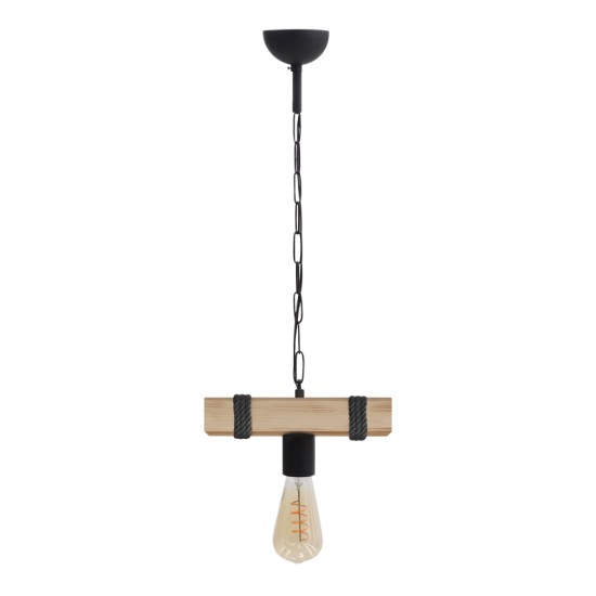 Φωτιστικό οροφής Vero  E27 ξύλινο μονόφωτο χρώμα φυσικό - μαύρο 25x8x65εκ.