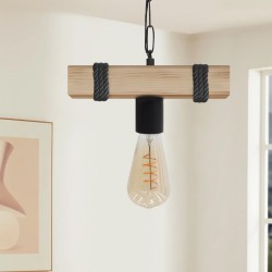 Φωτιστικό οροφής Vero  E27 ξύλινο μονόφωτο χρώμα φυσικό - μαύρο 25x8x65εκ.
