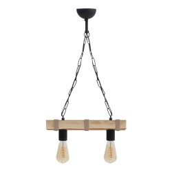 Φωτιστικό οροφής Vero  E27 ξύλινο δίφωτο χρώμα φυσικό 40x8x65εκ.