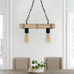 Φωτιστικό οροφής Vero  E27 ξύλινο δίφωτο χρώμα φυσικό 40x8x65εκ.