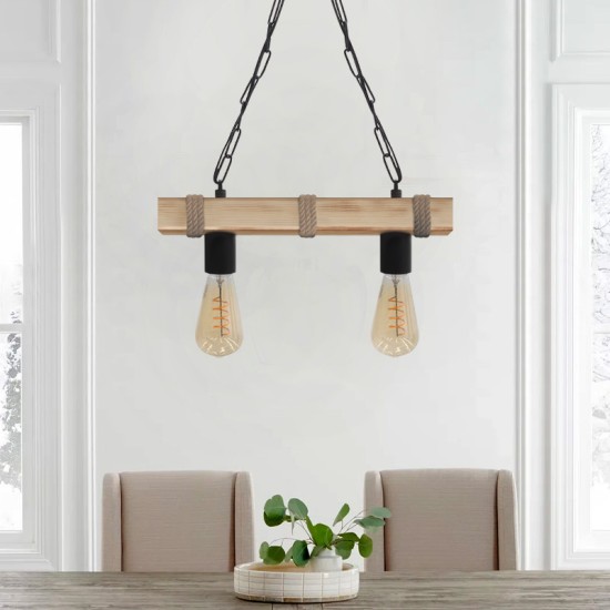 Φωτιστικό οροφής Vero  E27 ξύλινο δίφωτο χρώμα φυσικό 40x8x65εκ.
