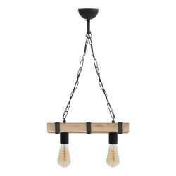 Φωτιστικό οροφής Vero  E27 ξύλινο δίφωτο χρώμα φυσικό - μαύρο 40x8x65εκ.