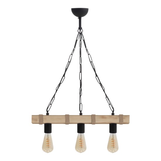 Φωτιστικό οροφής Vero  E27 ξύλινο τρίφωτο χρώμα φυσικό 50x8x65εκ.