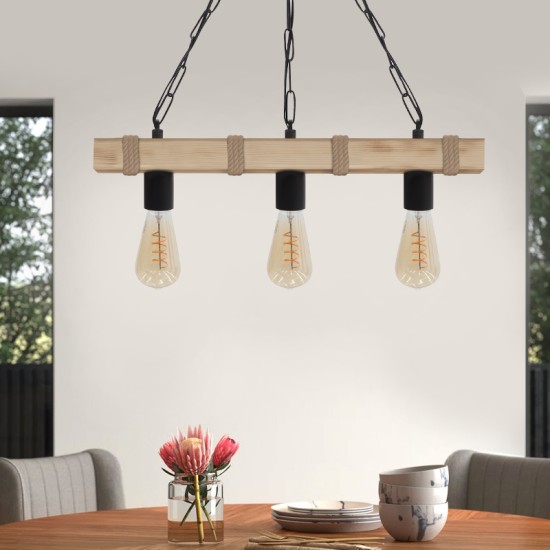 Φωτιστικό οροφής Vero  E27 ξύλινο τρίφωτο χρώμα φυσικό 50x8x65εκ.