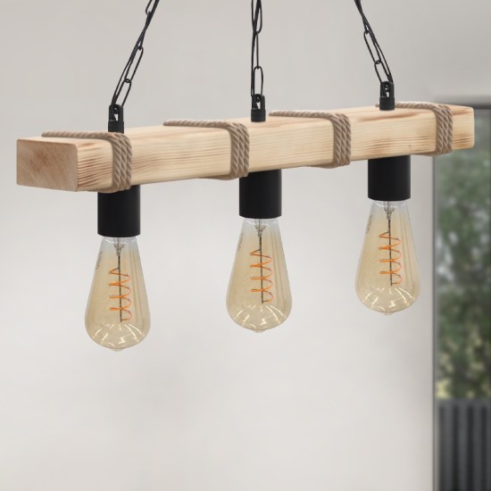 Φωτιστικό οροφής Vero  E27 ξύλινο τρίφωτο χρώμα φυσικό 50x8x65εκ.