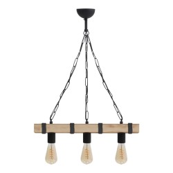 Φωτιστικό οροφής Vero  E27 ξύλινο τρίφωτο χρώμα φυσικό - μαύρο 50x8x65εκ.