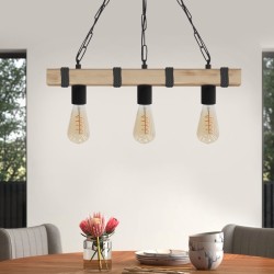 Φωτιστικό οροφής Vero  E27 ξύλινο τρίφωτο χρώμα φυσικό - μαύρο 50x8x65εκ.